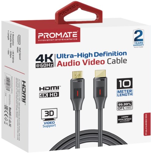 Кабель зєднувальний HDMI-HDMI v.2.0 Promate prolink4k60-10m