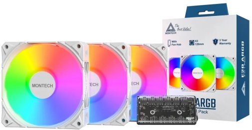 Кулер Montech E28 ARGB 3pcs White (E28 ARGB 3 PACK (W))