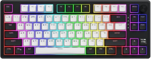 Клавіатура, Hator Skyfall 80 MAG ULTIMA 8K Aurum Ice, Wireless/BT, Black/White ( Gaming )