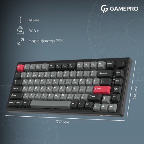 Клавіатура, GamePro Asgard Yord MK266BK WL/BT/USB, Black ( Gaming )