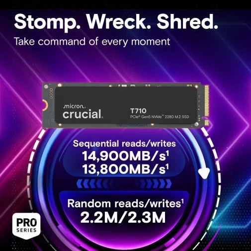 Фото: SSD-накопичувач Crucial T710 2280 PCIe 5.0 x4 NVMe 1TB (CT1000T710SSD8) № 7 | KTC