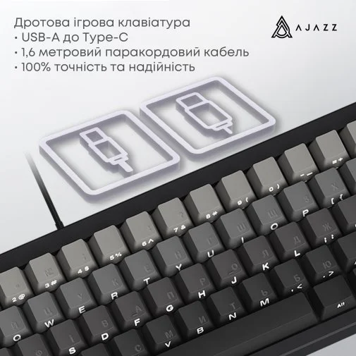 Фото: Клавіатура Ajazz AK650 Day Dream Switches ENG/UKR USB Gradient Black/Grey (AK650-DD-BG) № 22 | KTC