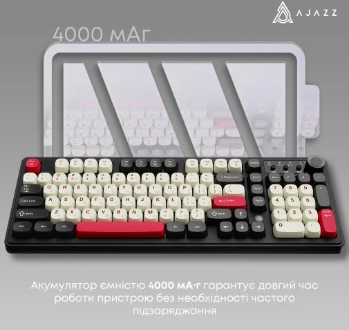 Фото: Клавіатура Ajazz AF98 Plus USB/WL/BT Black/White/Red (AF98-PLUS-BSR) № 25 | KTC