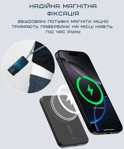 Фото: Батарея універсальна Pitaka Aramid Fiber Magnetic Qi2 5000mAh 15W Moonrise (PBQ2403) № 18 | KTC