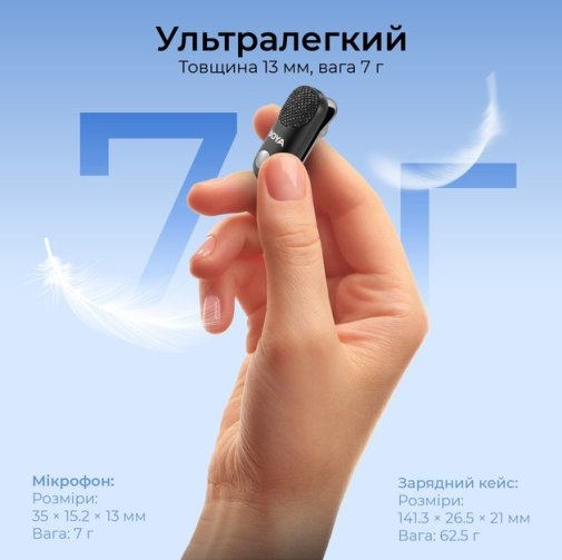 Бездротовий петличний мікрофон Boya Magic-02 Type-C/Lightning Black