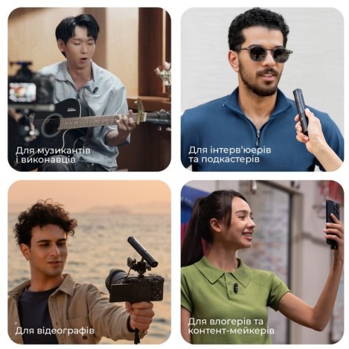 Бездротовий петличний мікрофон Boya Magic-02 Type-C/Lightning Black