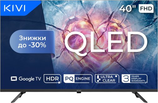 Телевізор QLED Kivi 40F820KB (Google TV, Wi-Fi, 1920x1080)