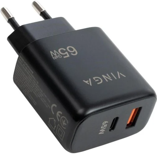 Фото: Зарядний пристрій Vinga GaN 65W Black (VCPCHCA65B) № 9 | KTC