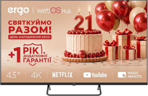 Телевізор LED Ergo 43WUS9200 (Smart TV, Wi-Fi, 3840x2160)