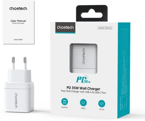 Фото: Зарядний пристрій Choetech PD6052 35W White (PD6052-EU-WH) № 12 | KTC