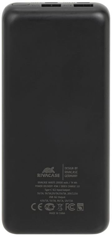 Батарея універсальна Riva RivaPower VA1075 20000mAh 45W Black (RIVAPOWER VA1075 (Black))