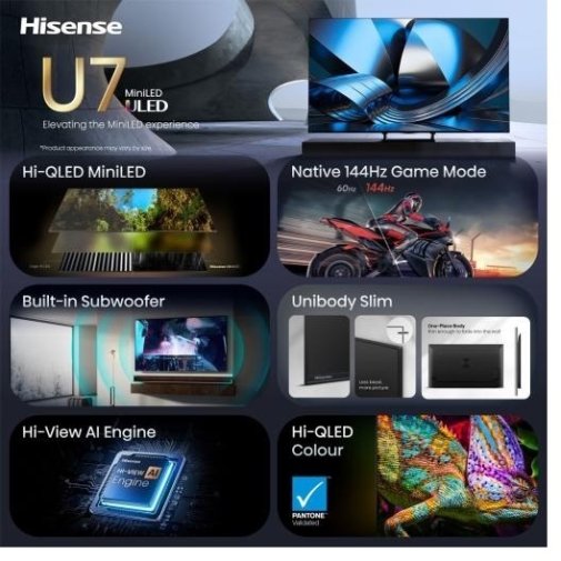 Телевізор ULED MiniLED Hisense 85U7SE (Smart TV, Wi-Fi, 3840x2160)