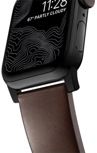 Фото: Ремінець Nomad for Apple Watch 41/42mm - Modern Leather Black Hardware Rustic Brown Horween (NM1A3RBM00) № 11 | KTC