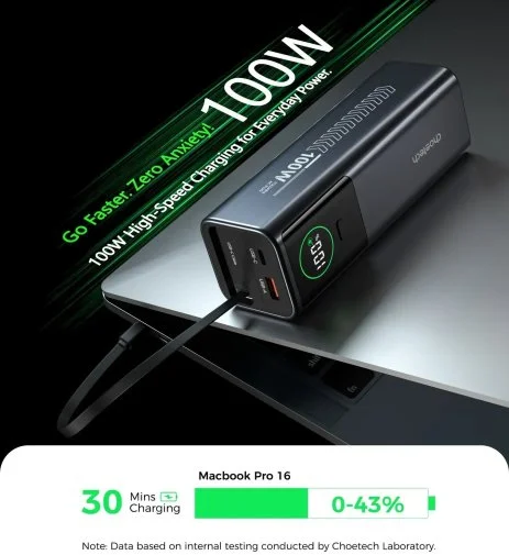 Фото: Батарея універсальна Choetech B1012 20000mAh 100W Black № 13 | KTC