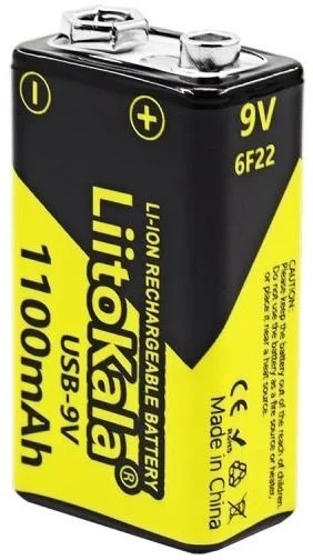 Фото: Акумулятор LiitoKala USB-9V 6F22 1100mAh 1pcs № 3 | KTC