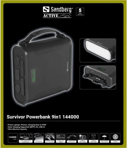Фото: Батарея універсальна Sandberg Survivor 9in1 144000mAh 100W Black (421-37) № 14 | KTC