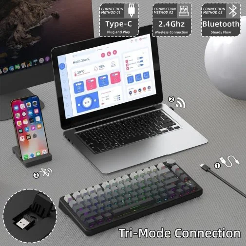 Фото: Клавіатура Attack Shark X85 Pro ENG/UKR WL/BT/USB Moonlit Night (X85PROMN_AS) № 17 | KTC