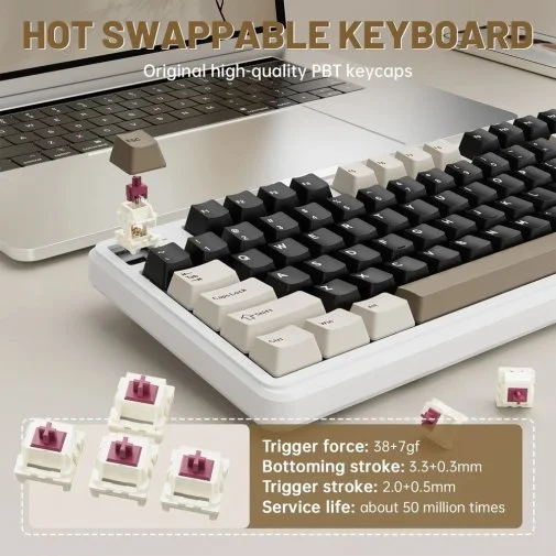 Фото: Клавіатура Attack Shark X98 Pro WL/BT/USB Cheese White (X98PROCW_AS) № 16 | KTC