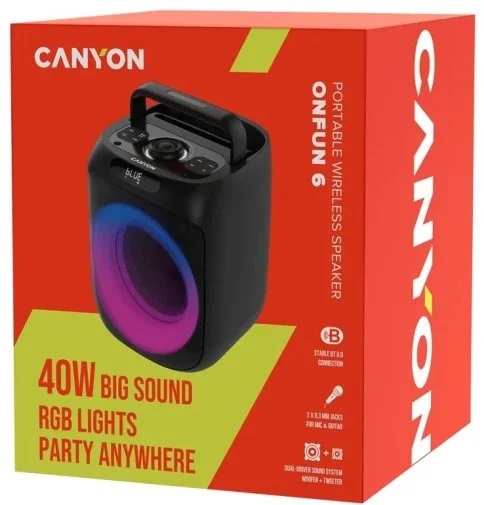 Фото: Акустика для вечірок Canyon OnFun 6 Bluetooth Black (CNE-PBSP6) № 27 | KTC