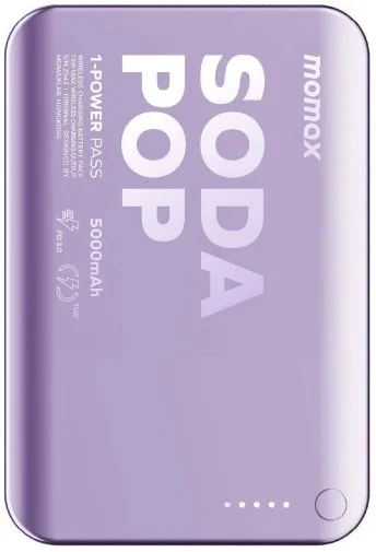 Фото: Батарея універсальна Momax 1-Power Pass 5000mAh 20W / Qi 15W Purple (IP165U) № 15 | KTC