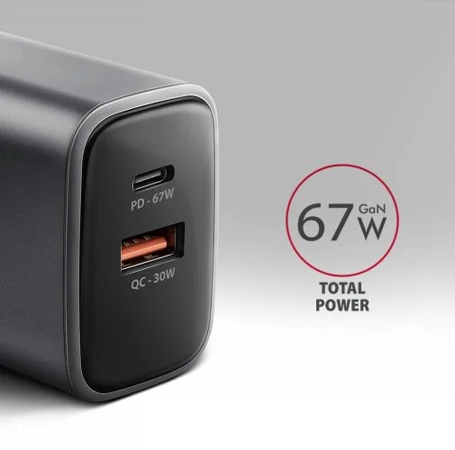 Фото: Зарядний пристрій Axagon ACU-PQ67 GaN 67W Gray № 12 | KTC