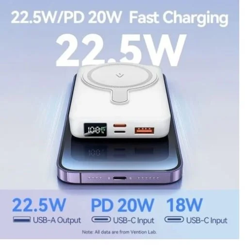 Фото: Батарея універсальна Vention FHTW0 10000mAh 22.5W White № 12 | KTC