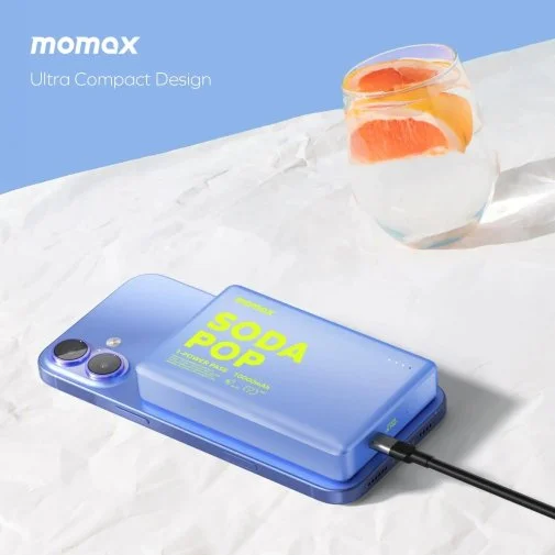 Фото: Батарея універсальна Momax 1-Power Pass 10000mAh 20W / Qi2 15W Blue (IP137AB) № 10 | KTC