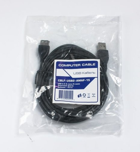 Кабель USB Gembird AM / AF 4,5 м чорний упаковка