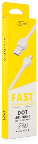 Фото: Кабель USB Recci RCL-D100 Dot AM / Lightning 1 м білий № 5 | KTC