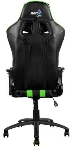 Крісло для геймерів AeroCool AC120BG чорне з зеленими вставками + подушка під шию