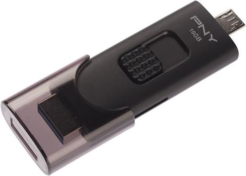 Флешка USB PNY OTG Duo-Link 16 ГБ (FD16GOTGX30K-EF) чорна