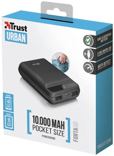 Фото: Батарея універсальна Trust Forta HD 10000mAh Black (22570) № 6 | KTC