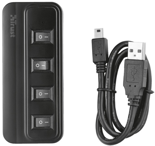 USB-хаб Trust 4 port with Swithes Black (20619)