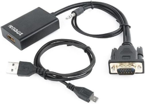 Адаптер VGA to HDMI, Cablexpert, Black
