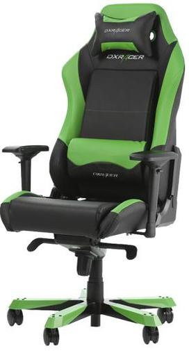 Крісло ігрове DXRacer Iron OH/IS11/NE, PU шкіра, Al основа, Black/Green