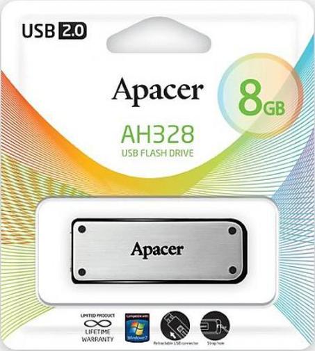 Флешка USB Apacer AH328 8GB AP8GAH328S-1 Silver