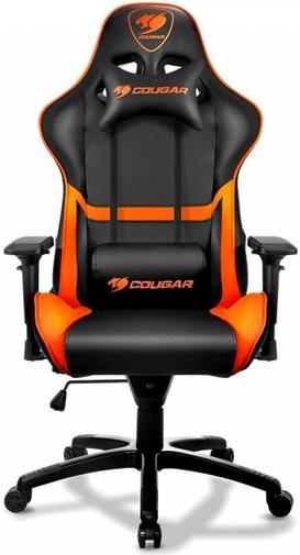 Крісло ігрове Cougar Armor Чорне з помаранчевими вставками, Екошкіра, Al основа