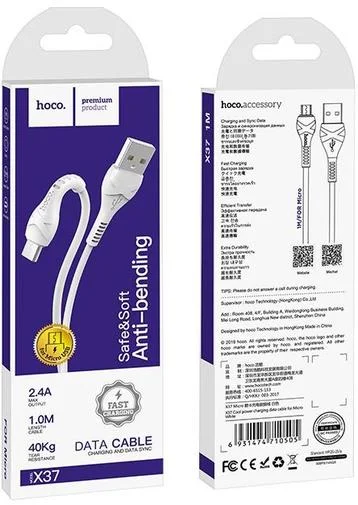 Кабель Hoco X37 Cool power AM / Micro USB 1m White (X37 Micro White)