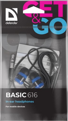 Навушники Defender Basic 616 Black/Blue (63616)