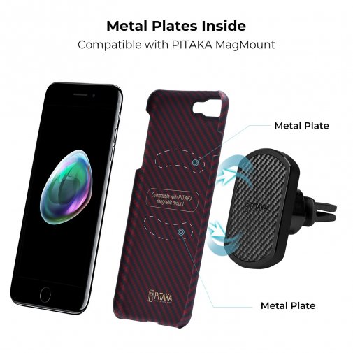 Чохол Pitaka for iPhone 7/8 Plus MagEZ Case Black/Red (KI8003S)
