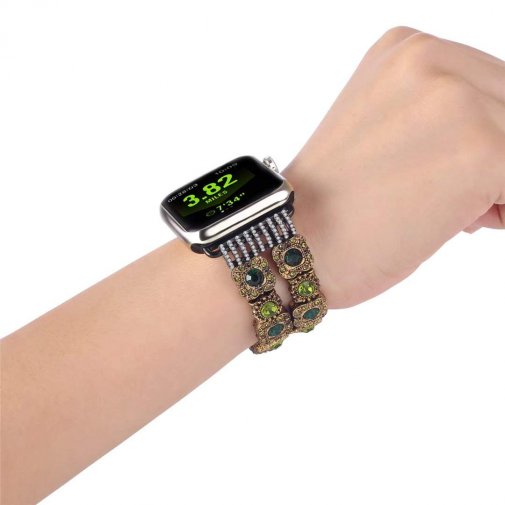 Ремінець HiC for Apple Watch 38/40mm - Vintage Faux Crystal Band Green