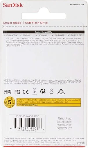 Фото: Флешка USB SanDisk Cruzer Blade 16GB Green Electric (SDCZ50C-016G-B35GE) № 6 | KTC
