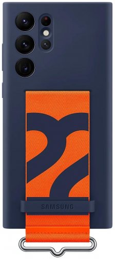 Чохол Samsung for Galaxy S22 Ultra - Silicone with Strap Cover Navy (EF-GS908TNEGRU)