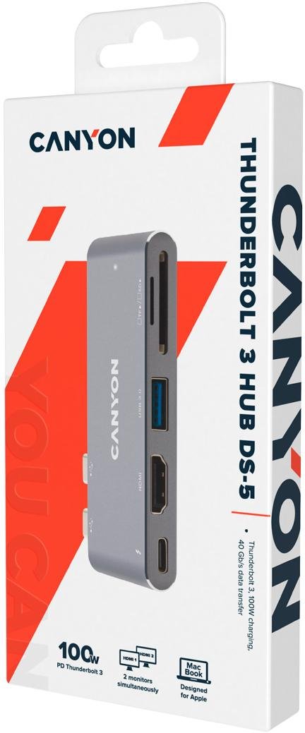 USB-хаб Canyon 5in1 DS-5 Dark Gray (CNS-TDS05DG)