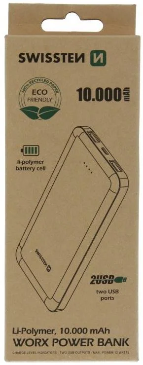 Фото: Батарея універсальна SWISSTEN WORX 10000 mAh ECO PACK Black (22013951eco) № 5 | KTC