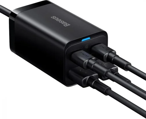 Фото: Зарядний пристрій Baseus GaN 3 Pro 2xUSB 2xType-C 65W Black with Type-C/Type-C 100W (CCGP040101) № 6 | KTC