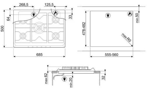 Фото: Газова варильна поверхня Smeg Victoria Creamy SR975PGH № 10 | KTC