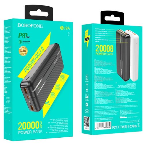 Батарея універсальна BOROFONE BJ9A Uranus 20000mAh Black (BJ9AB)