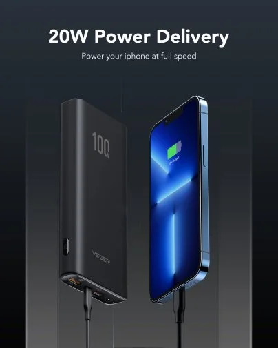 Фото: Батарея універсальна Veger T100 20000mAh 100W Black (6970453555461) № 10 | KTC