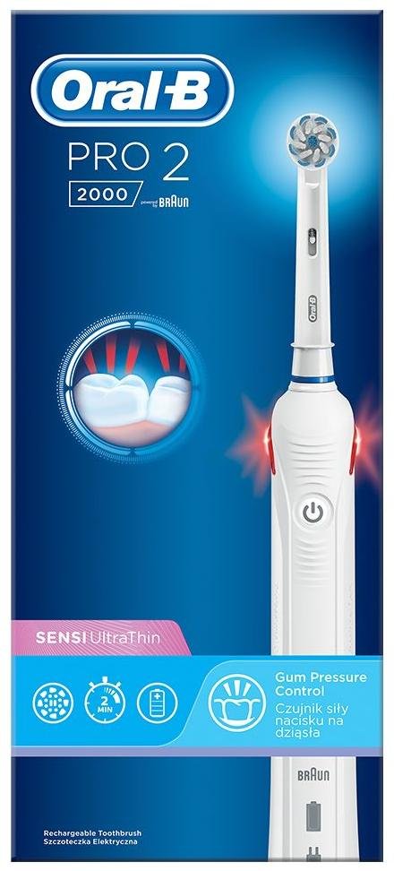 Електрична зубна щітка Braun Oral-B Pro2 2000 Sensi Ultrathin D501.513.2 White